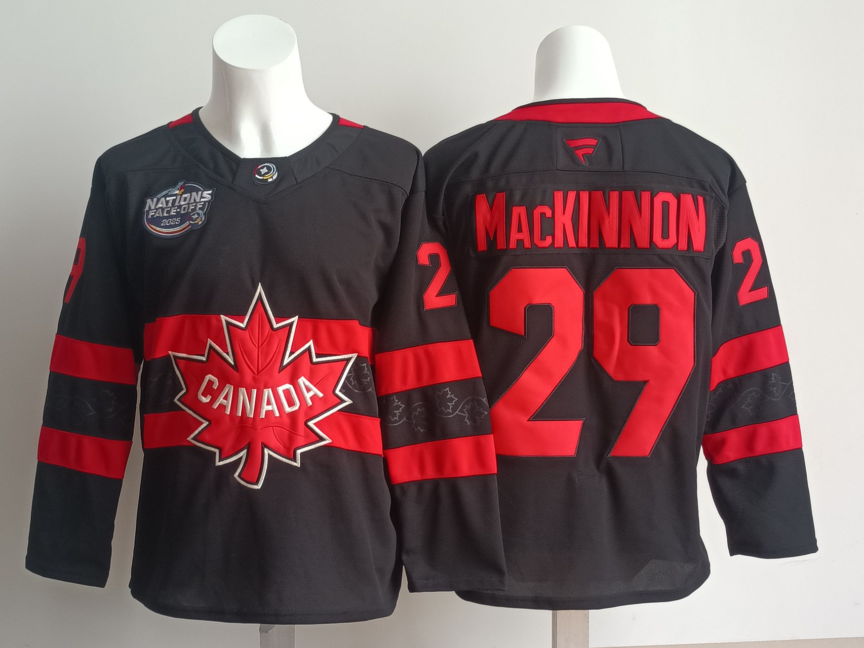 Men Canada #29 Mackinnon Black 2025 Fanatics Home Premium NHL Jersey style 1